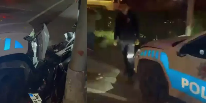 'Dur' ihtarına uymadı polis aracına çarptı